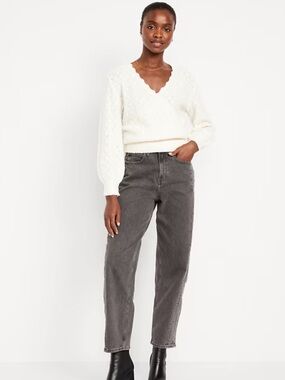 Old Navy Gray Wash Barrel Jeans
